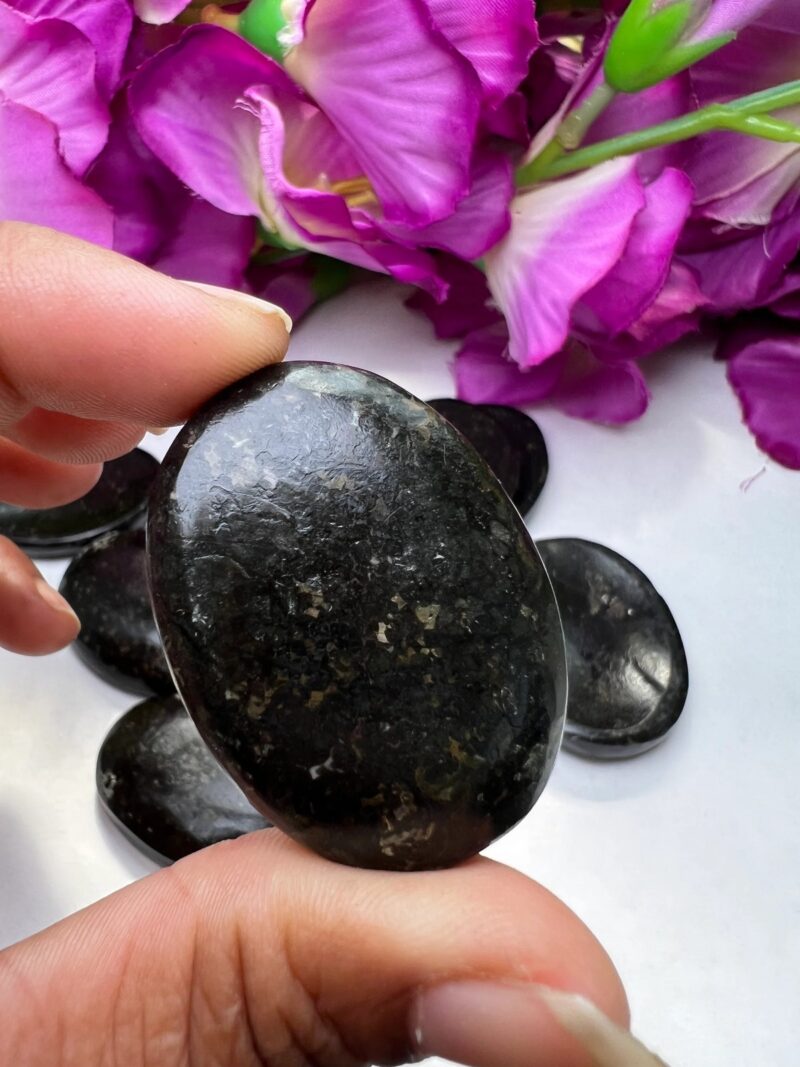 Nuummite Stone Oval Shape Worry Stone for Crystal Healing And Meditation - Pocket Palm Stone - Thumb Stone One (1) Piece