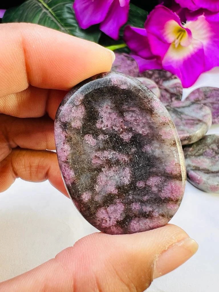 Ruby Albite Stone Oval Shape Worry Stone for Crystal Healing And Meditation - Pocket Palm Stone - Thumb Stone One (1) Piece