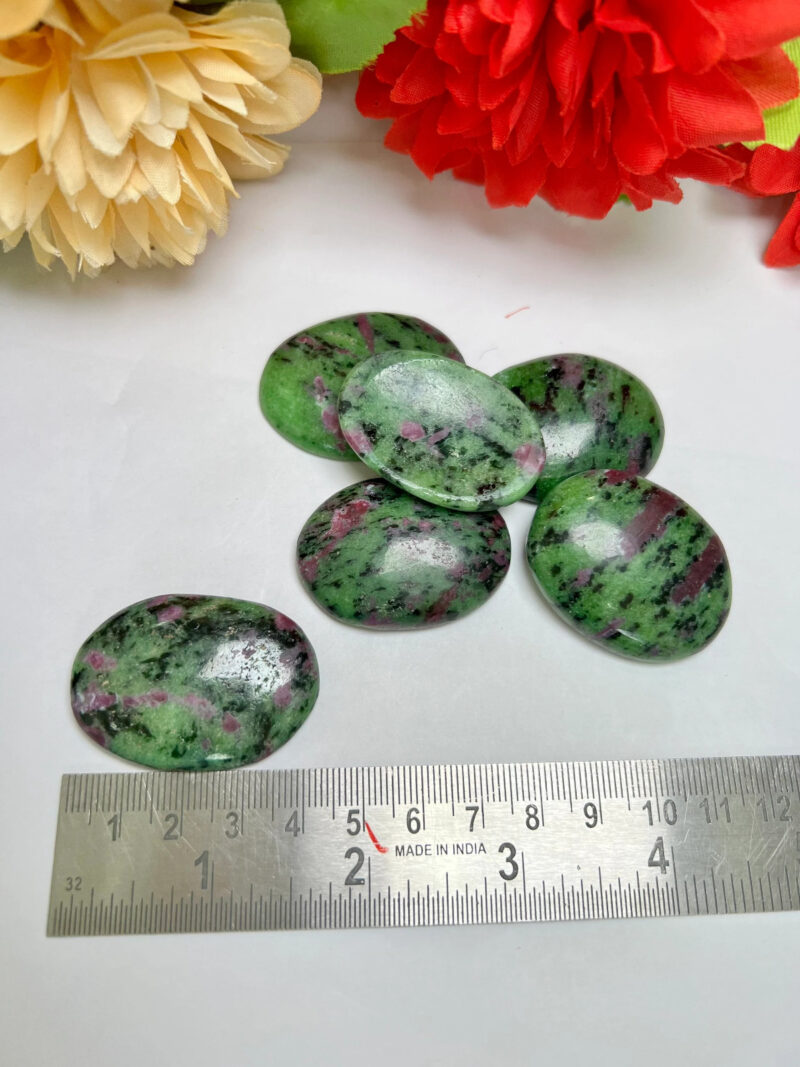 African Ruby Zoisite Oval Shape Worry Stone for Crystal Healing And Meditation - Pocket Palm Stone - Thumb Stone One (1) Piece - Image 5