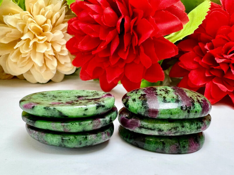 African Ruby Zoisite Oval Shape Worry Stone for Crystal Healing And Meditation - Pocket Palm Stone - Thumb Stone One (1) Piece - Image 6