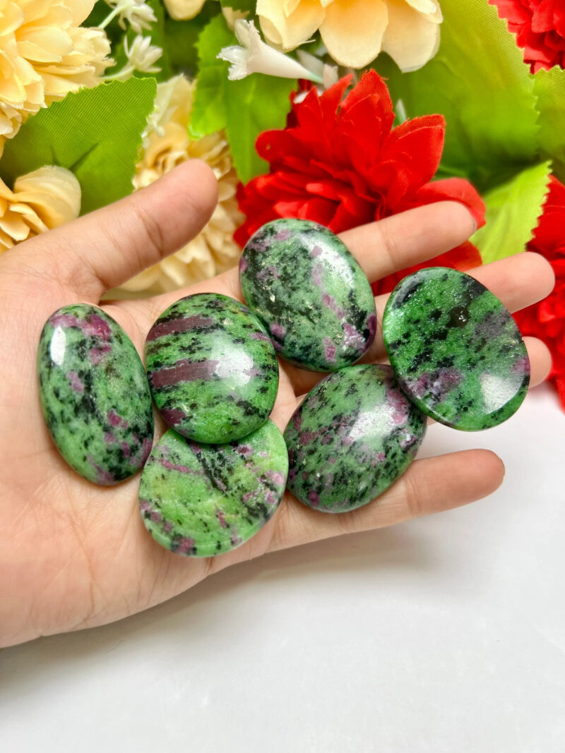 African Ruby Zoisite Oval Shape Worry Stone for Crystal Healing And Meditation - Pocket Palm Stone - Thumb Stone One (1) Piece - Image 7