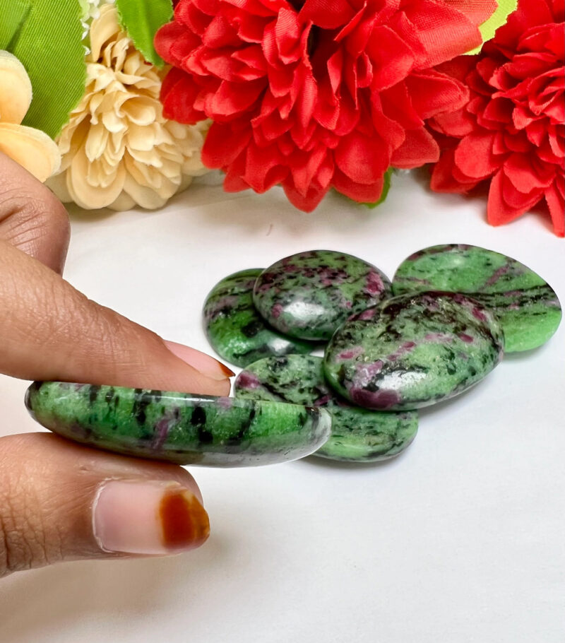 African Ruby Zoisite Oval Shape Worry Stone for Crystal Healing And Meditation - Pocket Palm Stone - Thumb Stone One (1) Piece - Image 8