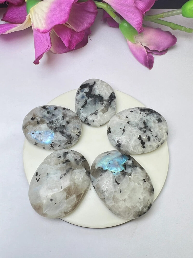 White Rainbow Moonstone Oval Shape Worry Stone for Crystal Healing And Meditation - Pocket Palm Stone - Thumb Stone One (1) Piece - Image 11