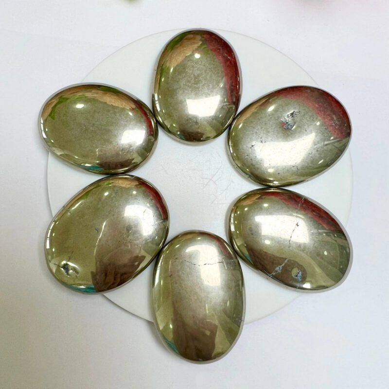 Pyrite Oval Shape Worry Stone for Crystal Healing And Meditation - Pocket Palm Stone - Thumb Stone One (1) Piece - Image 3