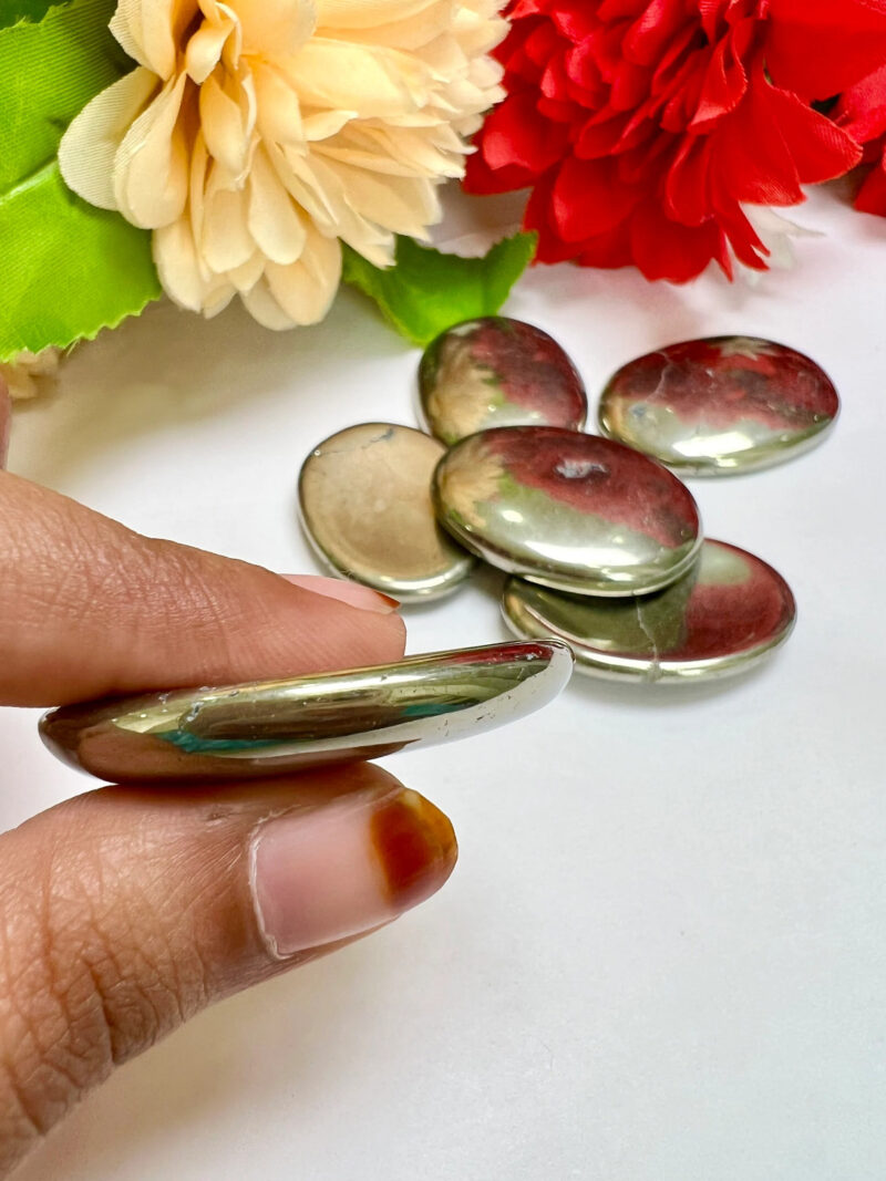 Pyrite Oval Shape Worry Stone for Crystal Healing And Meditation - Pocket Palm Stone - Thumb Stone One (1) Piece - Image 6