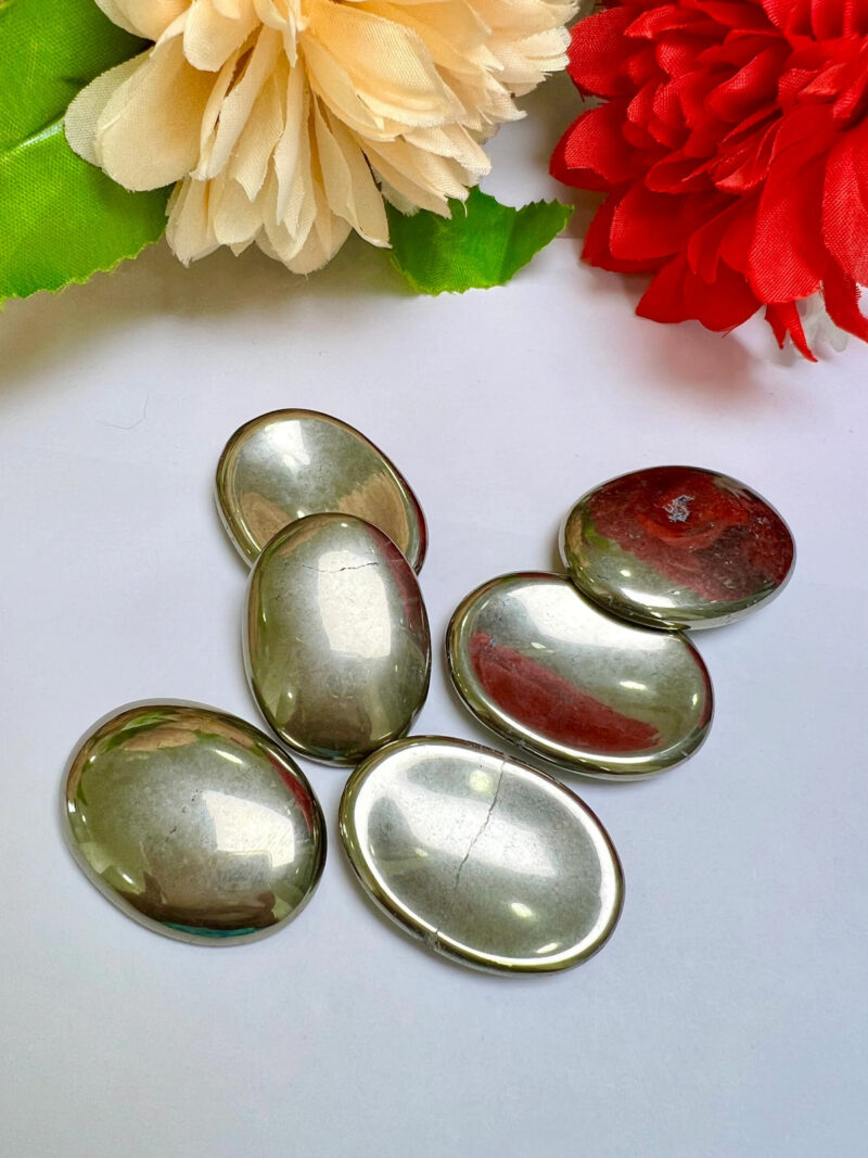Pyrite Oval Shape Worry Stone for Crystal Healing And Meditation - Pocket Palm Stone - Thumb Stone One (1) Piece - Image 8