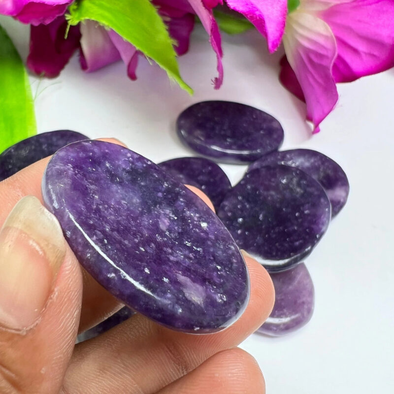 Lepidolite Zoisite Oval Shape Worry Stone for Crystal Healing And Meditation - Pocket Palm Stone - Thumb Stone One (1) Piece - Image 2