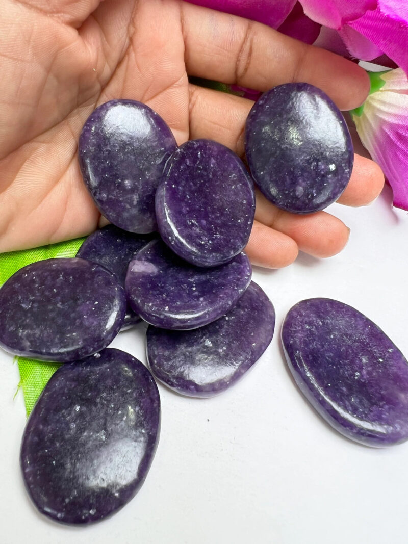 Lepidolite Zoisite Oval Shape Worry Stone for Crystal Healing And Meditation - Pocket Palm Stone - Thumb Stone One (1) Piece - Image 3