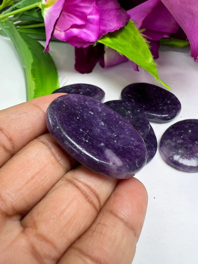 Lepidolite Zoisite Oval Shape Worry Stone for Crystal Healing And Meditation - Pocket Palm Stone - Thumb Stone One (1) Piece - Image 4