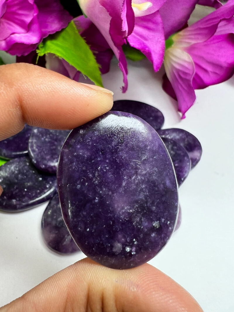 Lepidolite Zoisite Oval Shape Worry Stone for Crystal Healing And Meditation - Pocket Palm Stone - Thumb Stone One (1) Piece