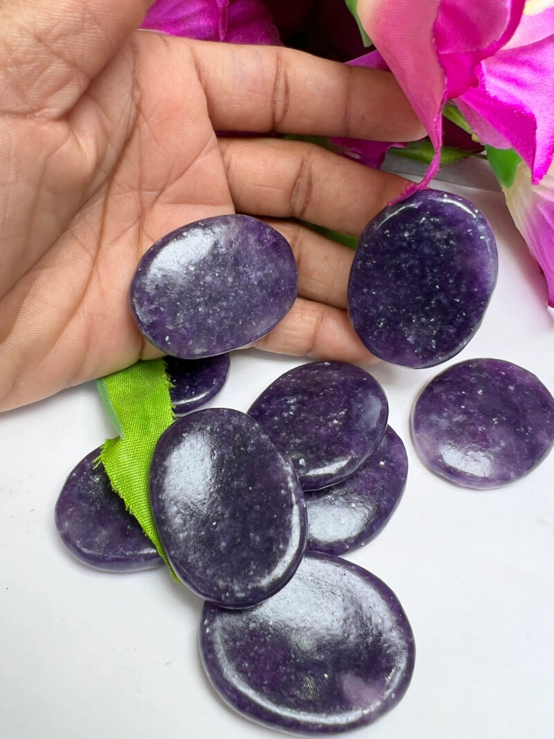 Lepidolite Zoisite Oval Shape Worry Stone for Crystal Healing And Meditation - Pocket Palm Stone - Thumb Stone One (1) Piece - Image 9