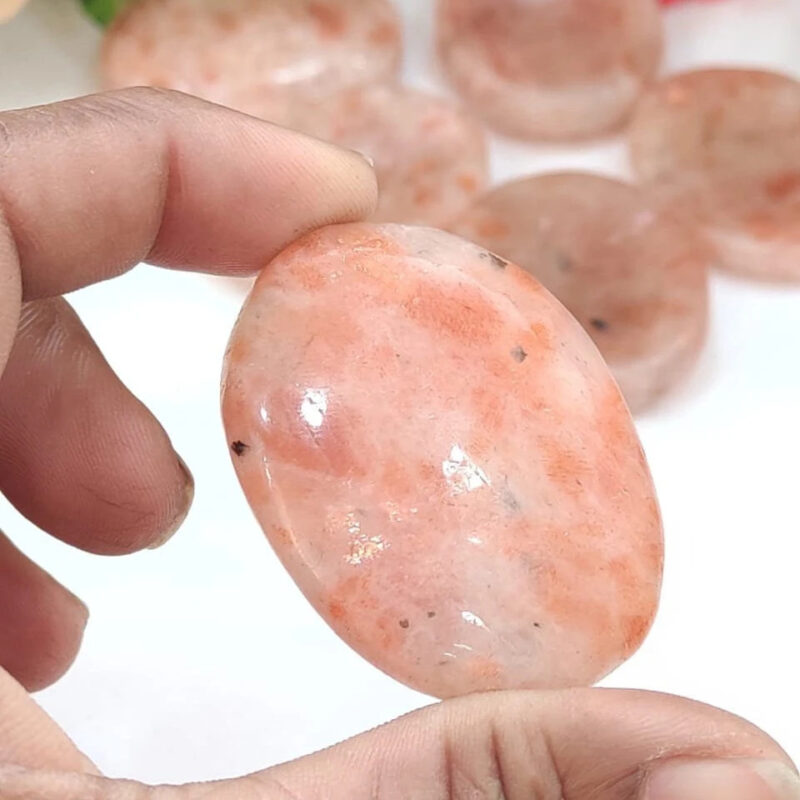 Sunstone Oval Shape Worry Stone for Crystal Healing And Meditation - Pocket Palm Stone - Thumb Stone One (1) Piece