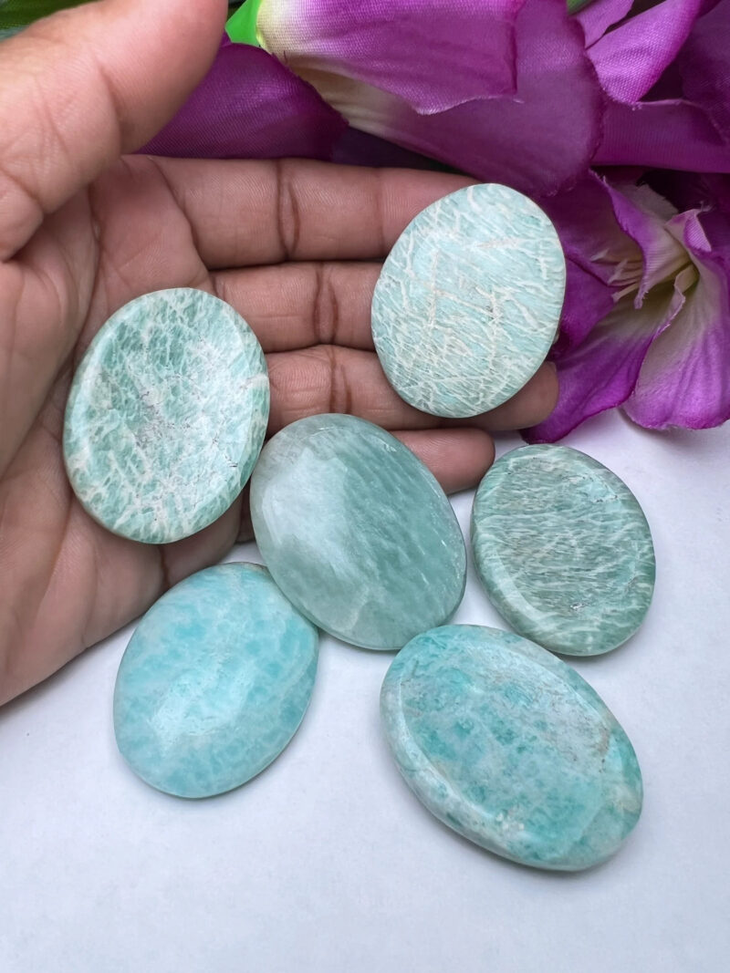 Amazonite Oval Shape Worry Stone for Crystal Healing And Meditation - Pocket Palm Stone - Thumb Stone One (1) Piece - Image 3