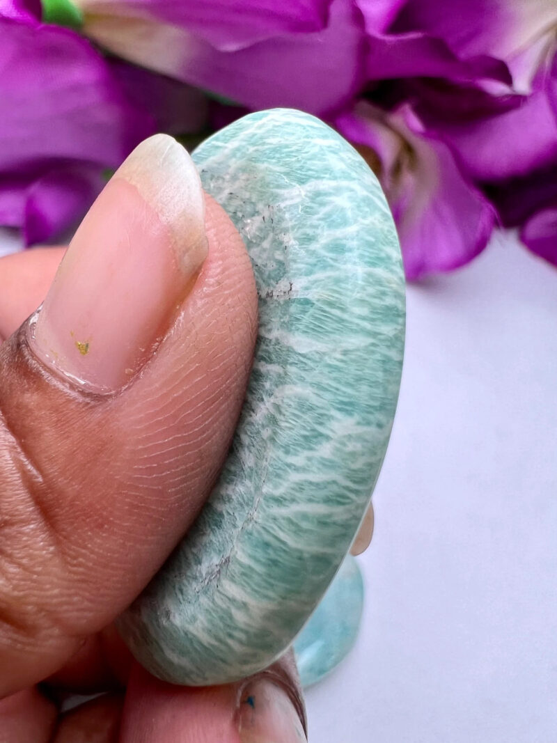 Amazonite Oval Shape Worry Stone for Crystal Healing And Meditation - Pocket Palm Stone - Thumb Stone One (1) Piece - Image 4