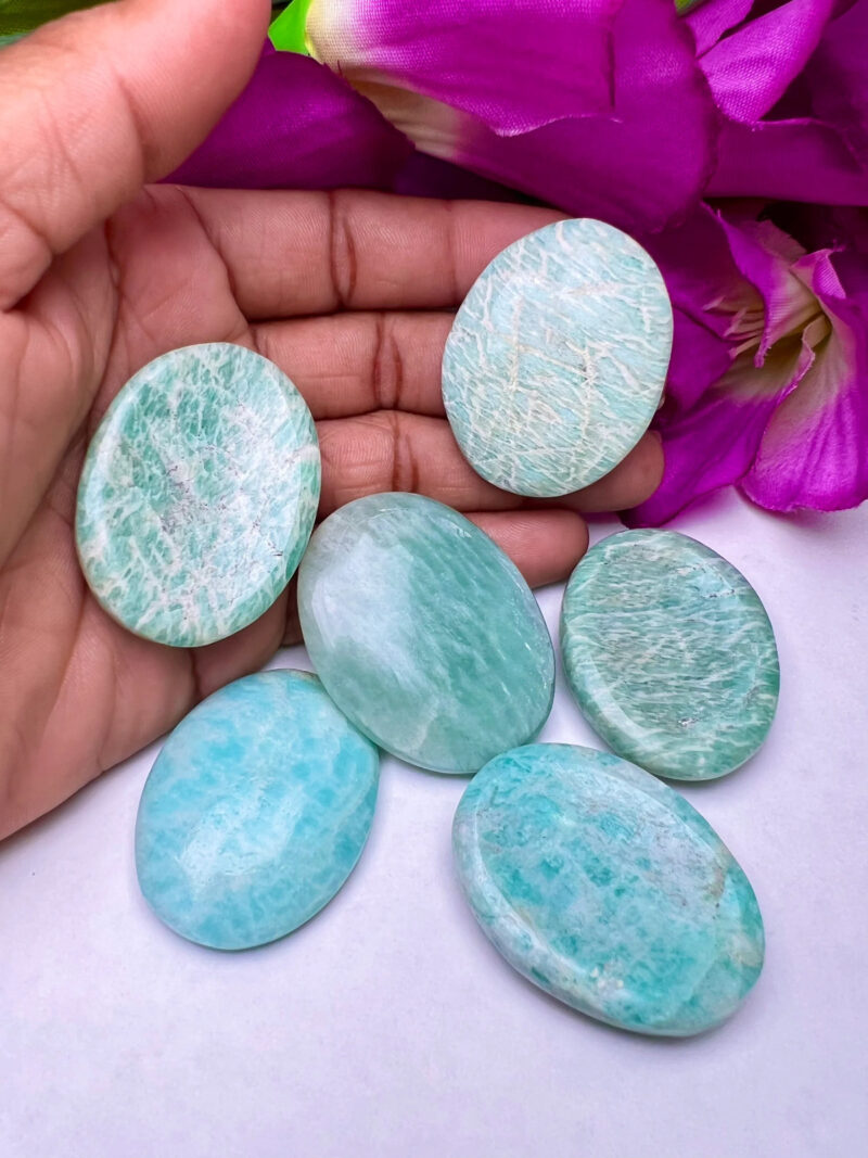 Amazonite Oval Shape Worry Stone for Crystal Healing And Meditation - Pocket Palm Stone - Thumb Stone One (1) Piece - Image 5