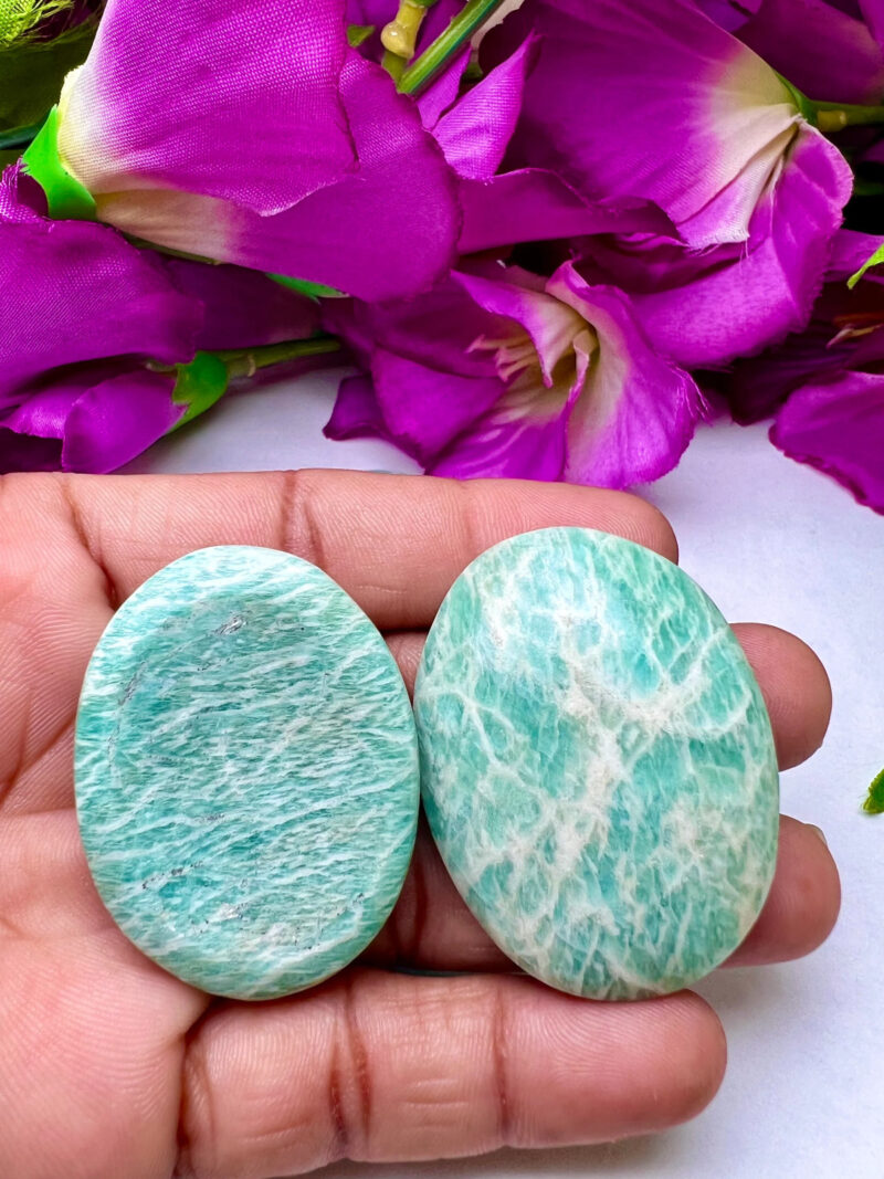 Amazonite Oval Shape Worry Stone for Crystal Healing And Meditation - Pocket Palm Stone - Thumb Stone One (1) Piece