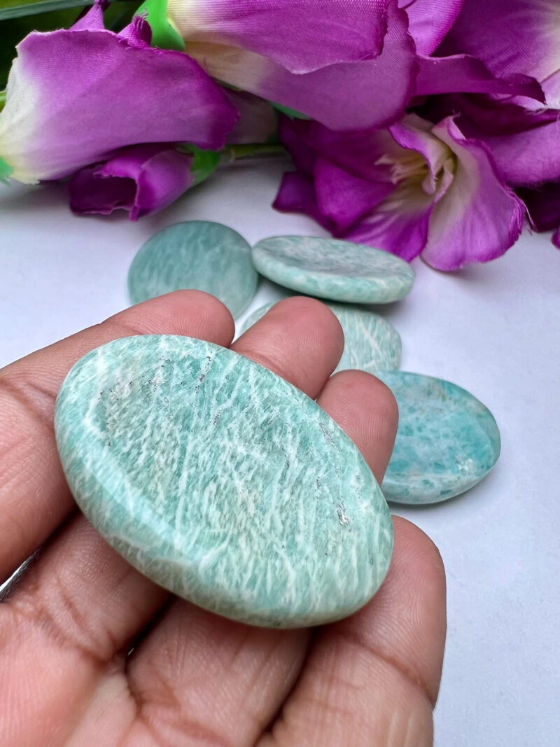 Amazonite Oval Shape Worry Stone for Crystal Healing And Meditation - Pocket Palm Stone - Thumb Stone One (1) Piece - Image 9