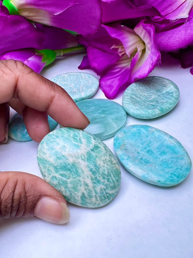 Amazonite Oval Shape Worry Stone for Crystal Healing And Meditation - Pocket Palm Stone - Thumb Stone One (1) Piece - Image 10