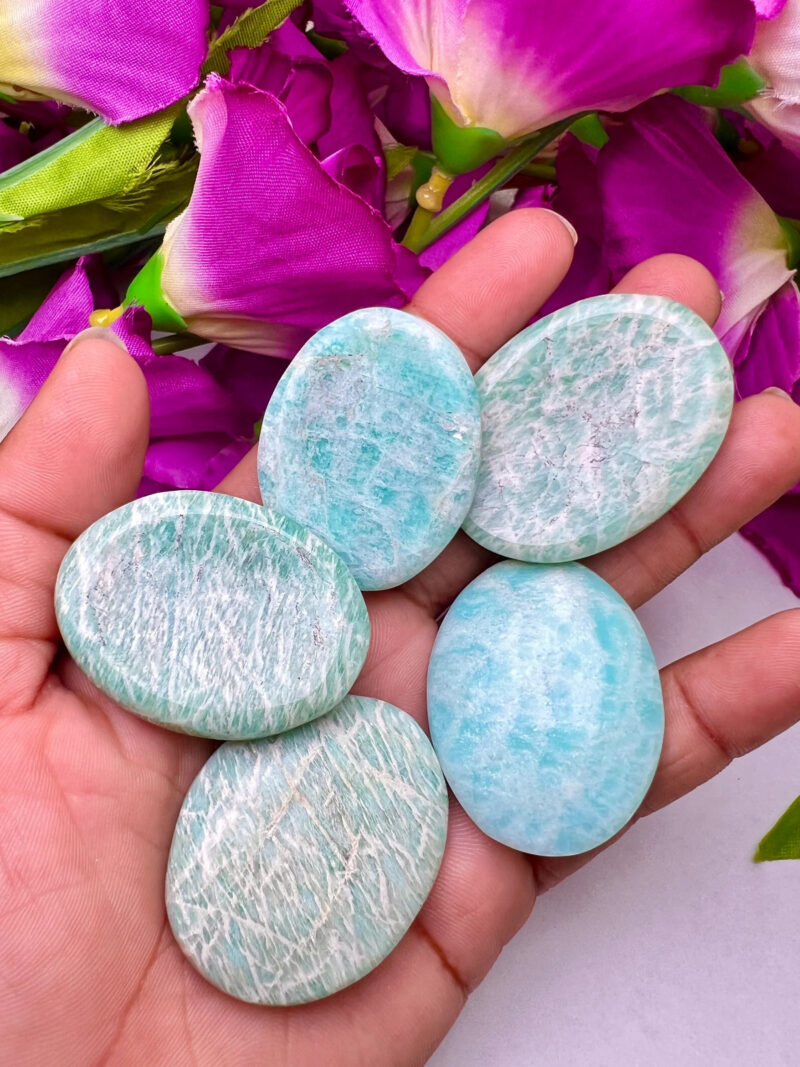 Amazonite Oval Shape Worry Stone for Crystal Healing And Meditation - Pocket Palm Stone - Thumb Stone One (1) Piece - Image 11