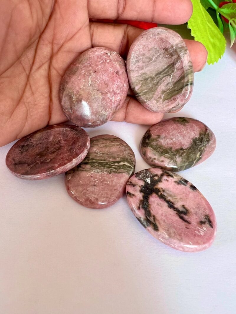 Rhodonite Stone Oval Shape Worry Stone for Crystal Healing And Meditation - Pocket Palm Stone - Thumb Stone One (1) Piece - Image 5