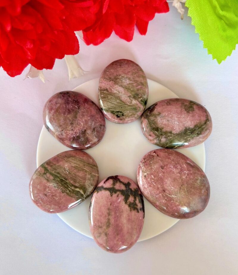 Rhodonite Stone Oval Shape Worry Stone for Crystal Healing And Meditation - Pocket Palm Stone - Thumb Stone One (1) Piece - Image 7