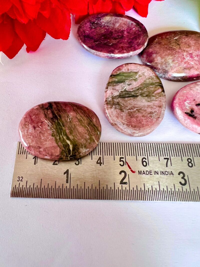 Rhodonite Stone Oval Shape Worry Stone for Crystal Healing And Meditation - Pocket Palm Stone - Thumb Stone One (1) Piece - Image 8