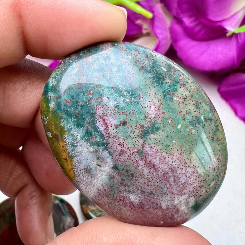 Fancy Agate Stone Oval Shape Worry Stone for Crystal Healing And Meditation - Pocket Palm Stone - Thumb Stone One (1) Piece