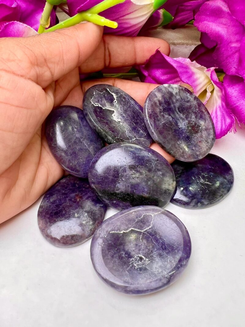 Iolite Stone Oval Shape Worry Stone for Crystal Healing And Meditation - Pocket Palm Stone - Thumb Stone One (1) Piece - Image 2