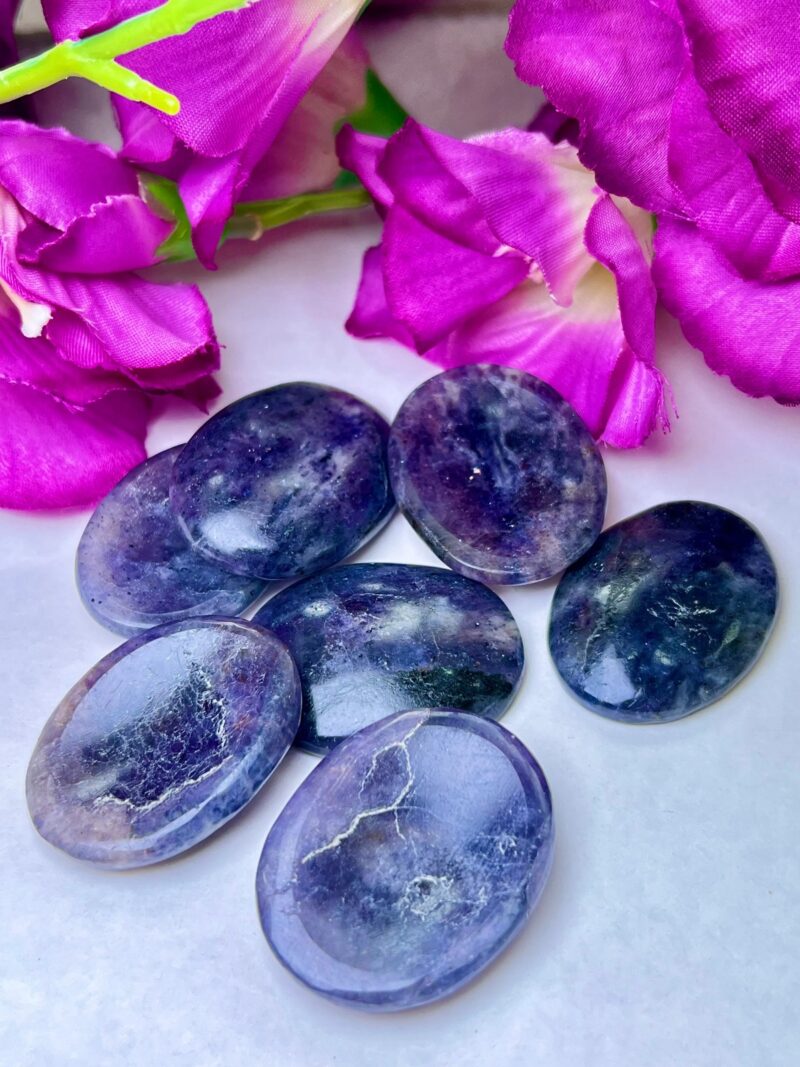 Iolite Stone Oval Shape Worry Stone for Crystal Healing And Meditation - Pocket Palm Stone - Thumb Stone One (1) Piece - Image 3