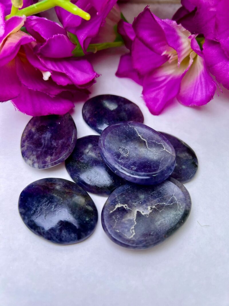 Iolite Stone Oval Shape Worry Stone for Crystal Healing And Meditation - Pocket Palm Stone - Thumb Stone One (1) Piece - Image 8