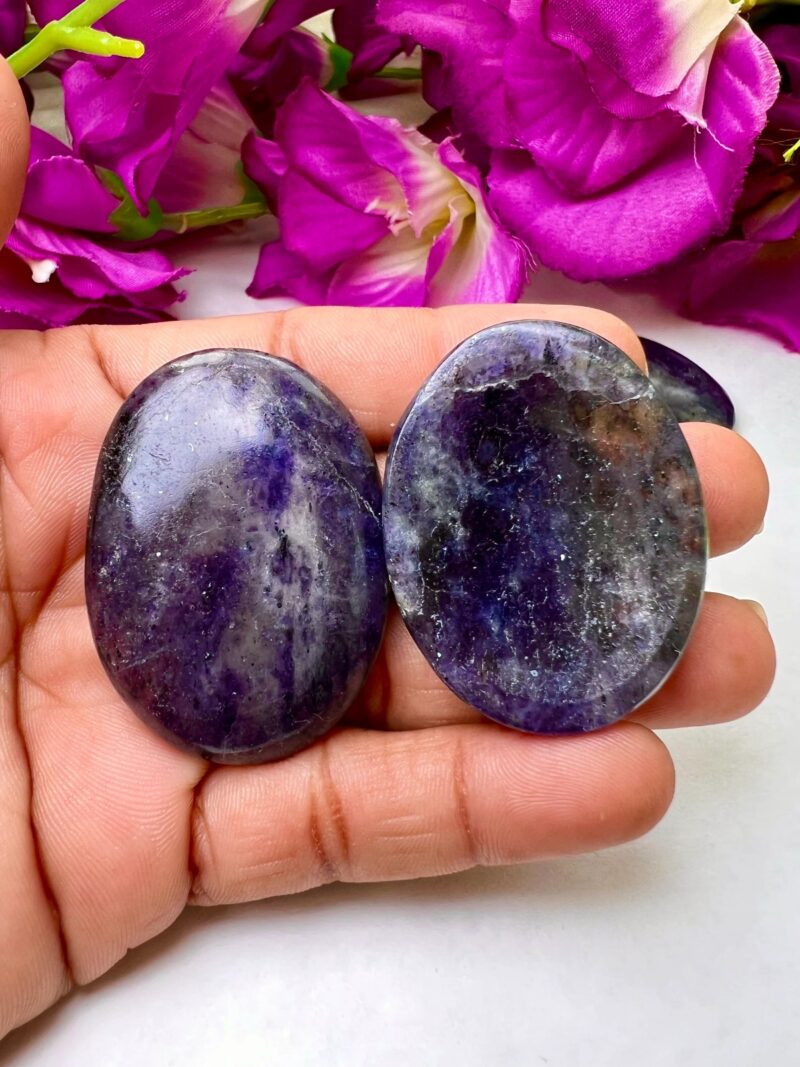 Iolite Stone Oval Shape Worry Stone for Crystal Healing And Meditation - Pocket Palm Stone - Thumb Stone One (1) Piece - Image 11