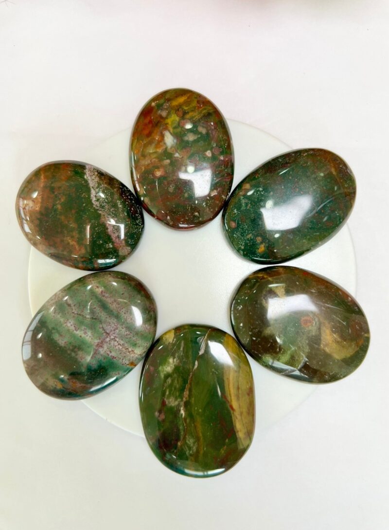 Blood Stone Oval Shape Worry Stone for Crystal Healing And Meditation - Pocket Palm Stone - Thumb Stone One (1) Piece - Image 4