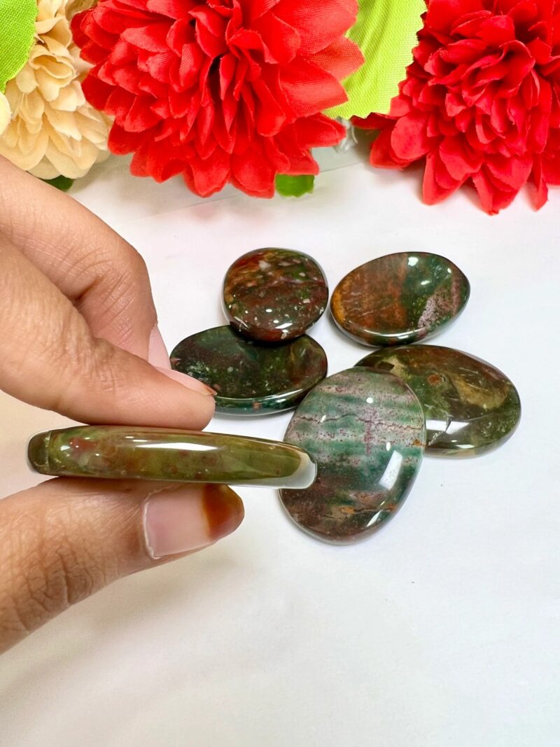 Blood Stone Oval Shape Worry Stone for Crystal Healing And Meditation - Pocket Palm Stone - Thumb Stone One (1) Piece - Image 6