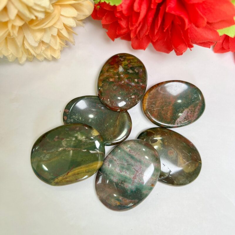 Blood Stone Oval Shape Worry Stone for Crystal Healing And Meditation - Pocket Palm Stone - Thumb Stone One (1) Piece - Image 8