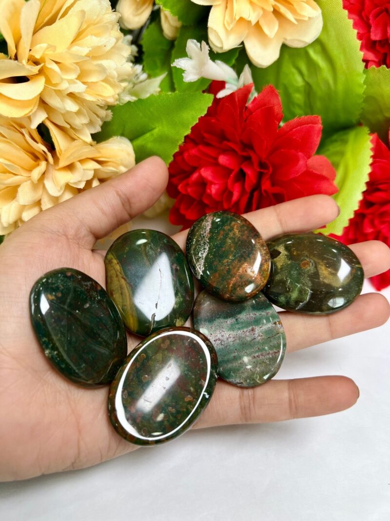 Blood Stone Oval Shape Worry Stone for Crystal Healing And Meditation - Pocket Palm Stone - Thumb Stone One (1) Piece - Image 10