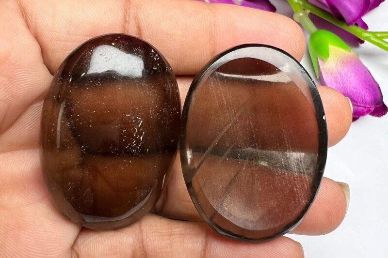 Smoky Quartz Stone Oval Shape Worry Stone for Smoky Quartz Healing And Meditation - Pocket Palm Stone - Thumb Stone One (1) Piece - Image 4