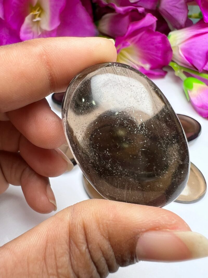 Smoky Quartz Stone Oval Shape Worry Stone for Smoky Quartz Healing And Meditation - Pocket Palm Stone - Thumb Stone One (1) Piece