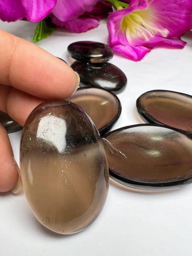 Smoky Quartz Stone Oval Shape Worry Stone for Smoky Quartz Healing And Meditation - Pocket Palm Stone - Thumb Stone One (1) Piece - Image 8