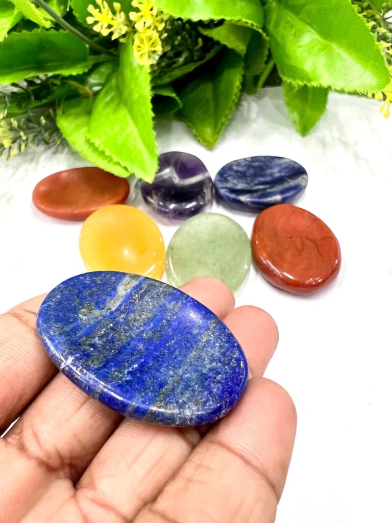 7 Seven Chakra Worry Stones Set Red jasper, Red aventurine, Yellow aventurine, Green Aventurine, Sodalite , Lapis lazuli and Amethyst. - Image 4