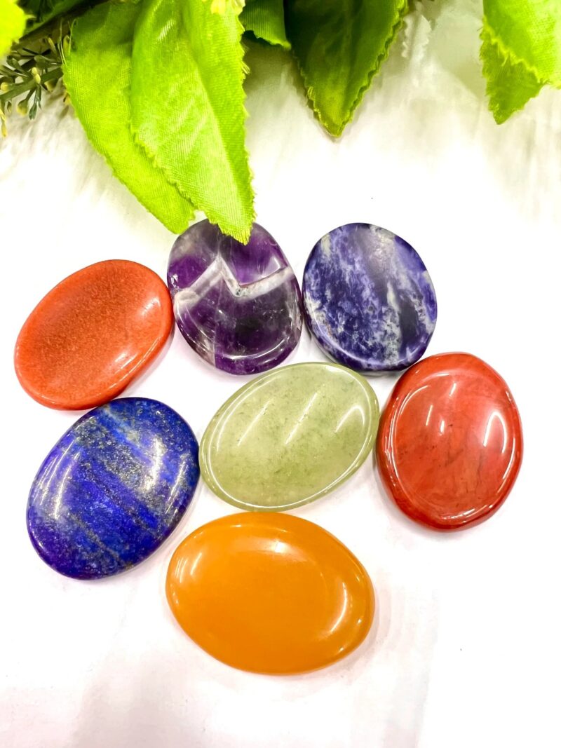 7 Seven Chakra Worry Stones Set Red jasper, Red aventurine, Yellow aventurine, Green Aventurine, Sodalite , Lapis lazuli and Amethyst. - Image 6