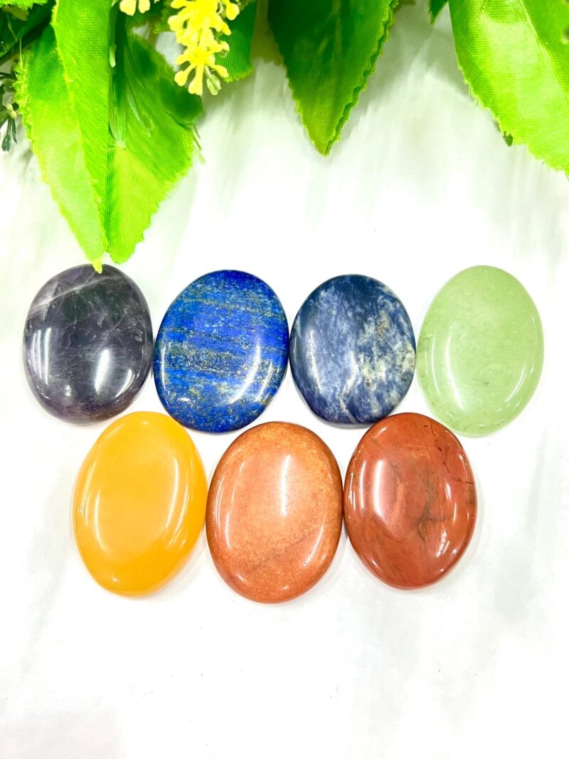 7 Seven Chakra Worry Stones Set Red jasper, Red aventurine, Yellow aventurine, Green Aventurine, Sodalite , Lapis lazuli and Amethyst. - Image 8