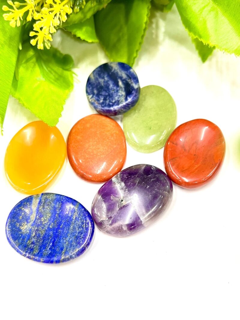 7 Seven Chakra Worry Stones Set Red jasper, Red aventurine, Yellow aventurine, Green Aventurine, Sodalite , Lapis lazuli and Amethyst. - Image 9