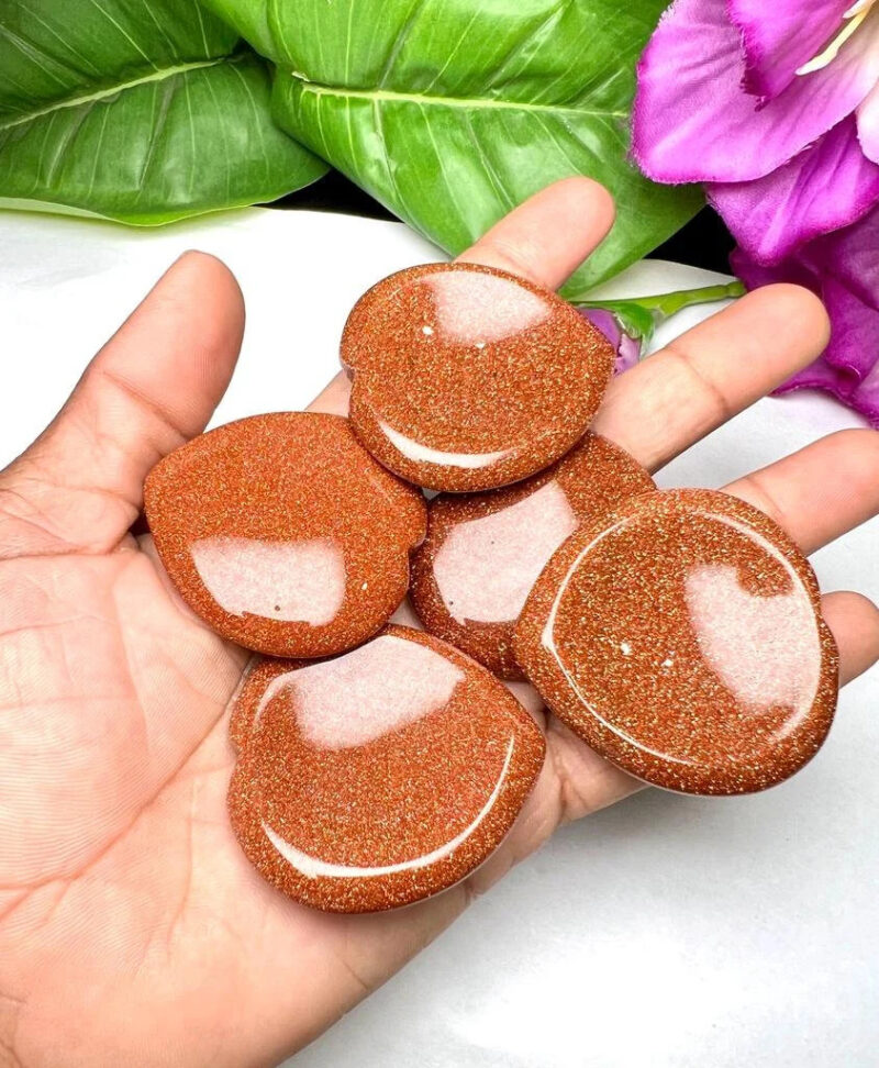 Goldstone SunSitara Stone Heart Shaped Worry Stone, Palm Stone, for Crystal Healing And Meditation - Pocket Palm Stone-Thumb Stone (1) Piece - Image 7