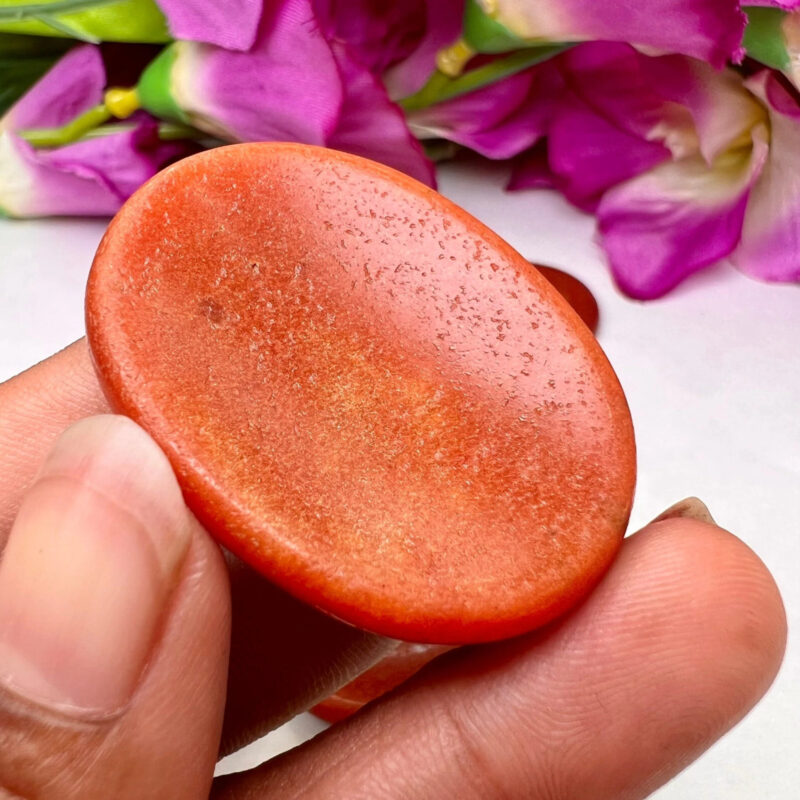 Red Aventurine Stone Oval Shape Worry Stone for Crystal Healing And Meditation - Pocket Palm Stone - Thumb Stone One (1) Piece - Image 2