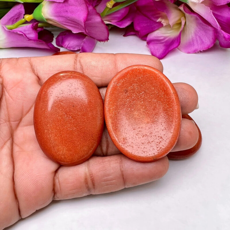 Red Aventurine Stone Oval Shape Worry Stone for Crystal Healing And Meditation - Pocket Palm Stone - Thumb Stone One (1) Piece - Image 3
