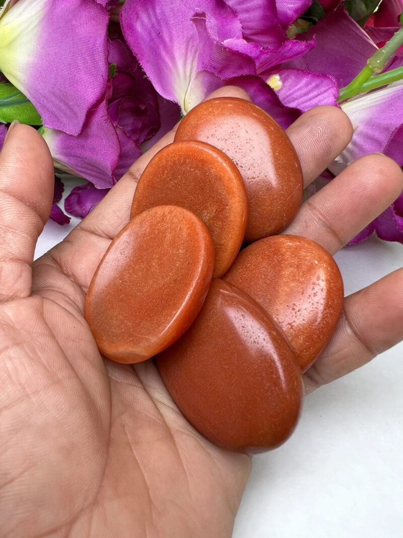 Red Aventurine Stone Oval Shape Worry Stone for Crystal Healing And Meditation - Pocket Palm Stone - Thumb Stone One (1) Piece - Image 5