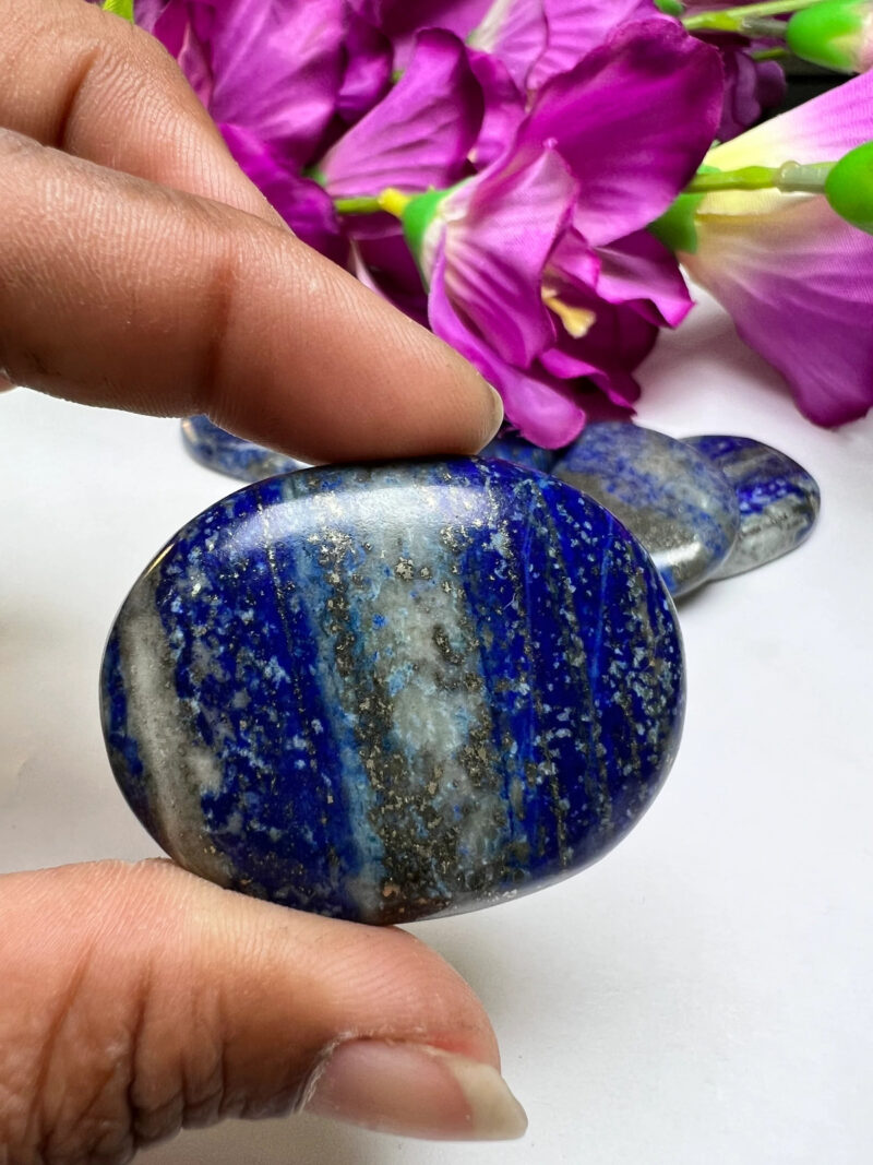 Lapis Lazuli Oval Shape Worry Stone for Crystal Healing And Meditation - Pocket Palm Stone - Thumb Stone One (1) Piece