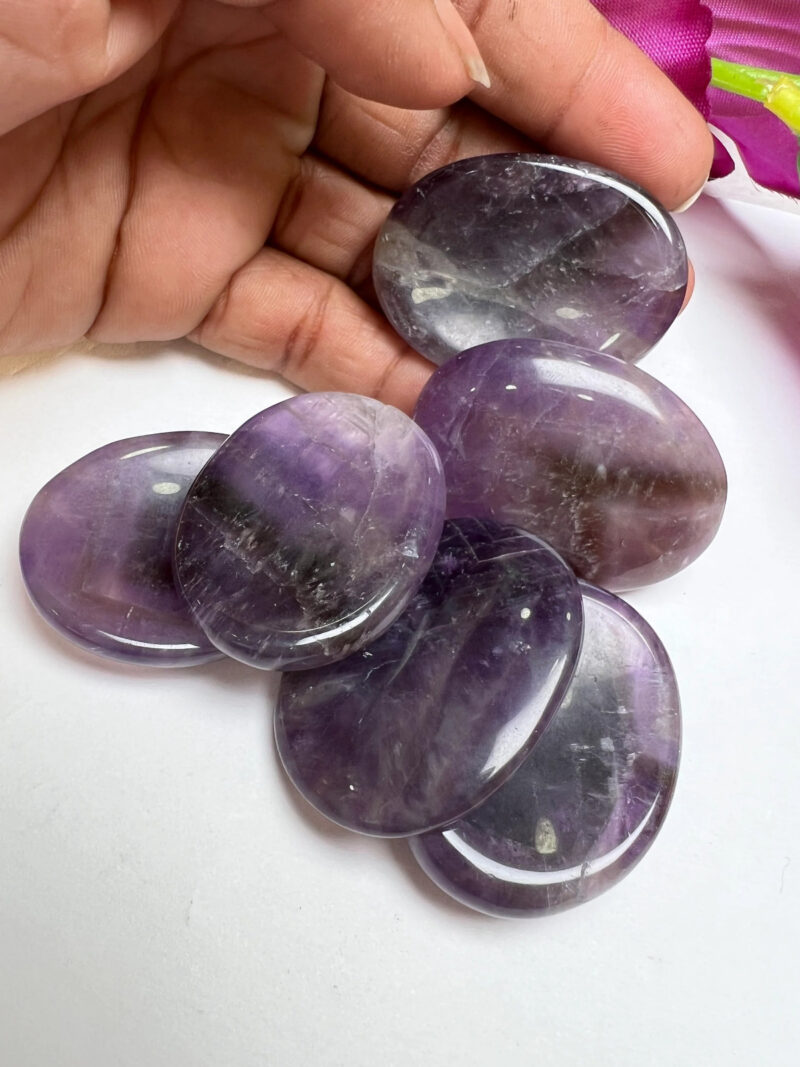 Amethyst Oval Shape Worry Stone for Crystal Healing And Meditation - Pocket Palm Stone - Thumb Stone One (1) Piece - Image 6