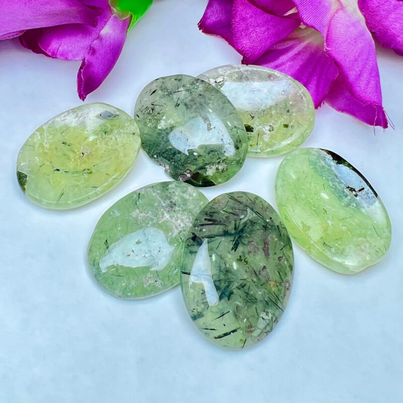 Prehnite Oval Shape Worry Stone for Crystal Healing And Meditation - Pocket Palm Stone - Thumb Stone One (1) Piece - Image 2