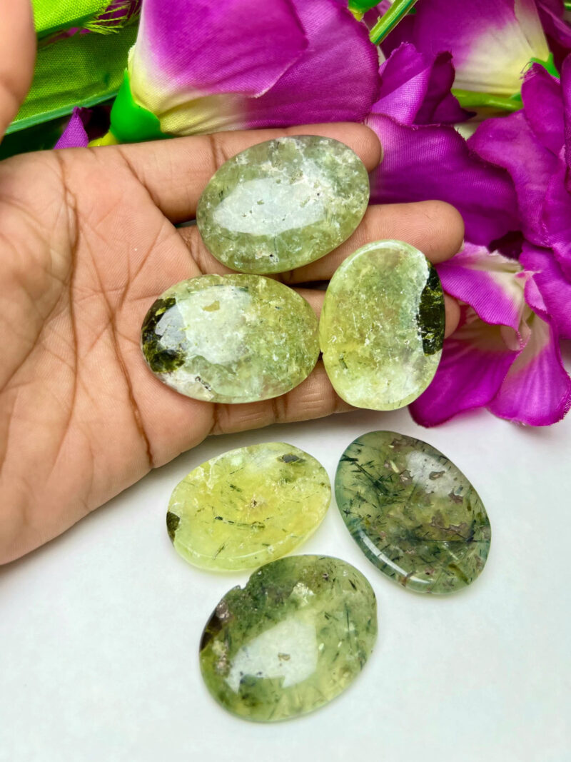 Prehnite Oval Shape Worry Stone for Crystal Healing And Meditation - Pocket Palm Stone - Thumb Stone One (1) Piece - Image 4
